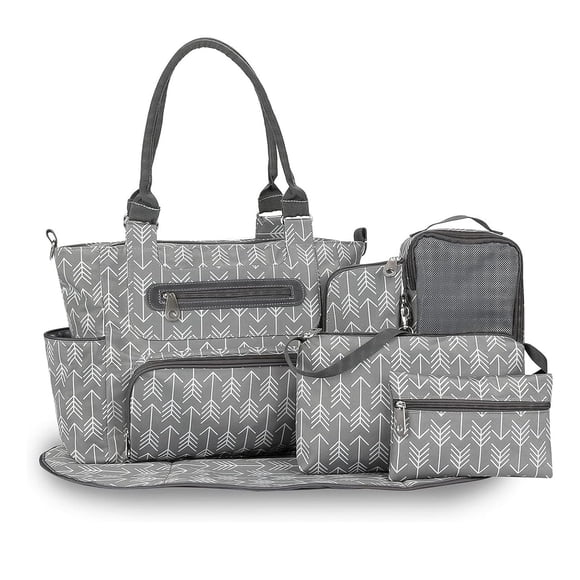 Set de Bolsa para Pañales TeqHome Grande Multifuncional Gris Oscuro