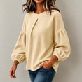 thumbnail image 3 of yillto Womens Top Puff Long Sleeve Textured Fashion Shirts Solid Color Loose Lightweight Sweatshirts, 3 of 5
