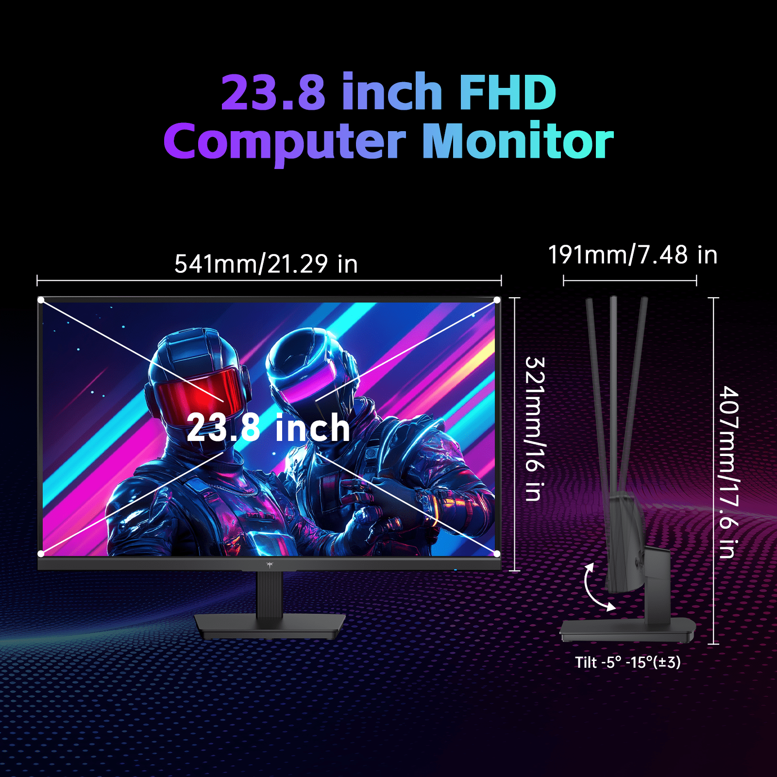KTC 24 Inch Computer Monitor, FHD 144Hz Office Gaming Monitor, IPS, Adaptive-Sync, HDMI & DP Port, 1500:1 Contrast Ratio, Blue Light Filter, Tilt Adjustable, H24B9S