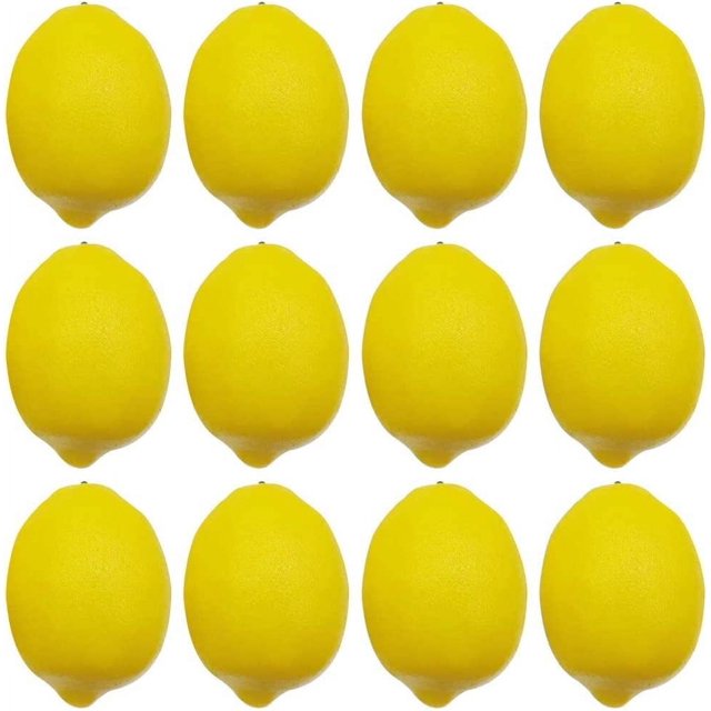 ZHAOCHENG Limones Artificiales, 7.6x5.3cm Tamaño Grande Limón Falso Vívido Plástico Limones Falsos Amarillo para Decoración Frutero Falso Hogar Cocina Mesa Armario Decoración de Fiesta Fotografía Prop