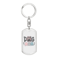 thumbnail image 1 of Mom Dog Paw Stainless Steel or 18k Gold Premium Swivel Dog Tag Keychain, 1 of 8