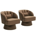 thumbnail image 4 of QinaQin Sillón barrel giratorio 360°, tapizado y acolchado con respaldo acanalado, ideal para sala, recámara, oficina o rincón de lectura, 4 of 8