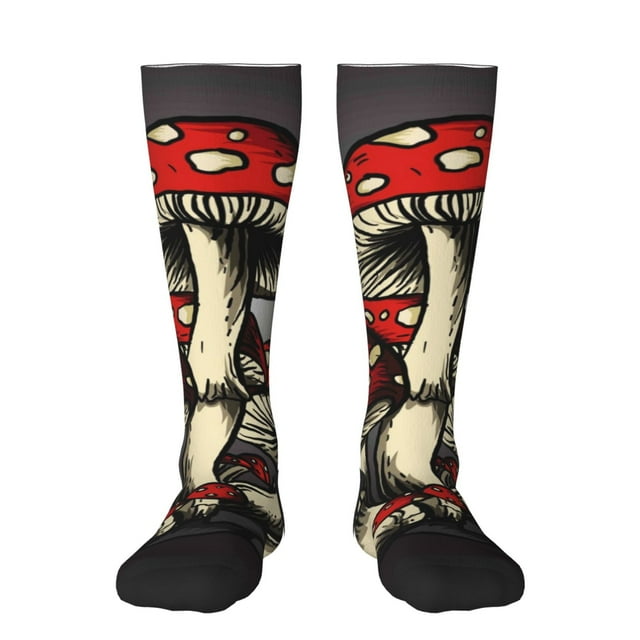 Saiise Chaussettes d'Hiver Thermiques Imprimé Champignons Rouges, Chaussettes Chaudes pour Bottes de Randonnée et Vêtements d'Extérieur pour Hommes et Femmes