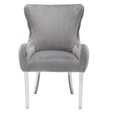 thumbnail image 1 of Canadian Furniture Royal Grey Velvet Luxury Dining Chair Silver Legs (Set of 2), 1 of 3