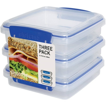 Sistema KLIP IT 450mL Sandwich Container, 3 Pack