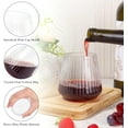thumbnail image 3 of 24 Pack Plastic Ribbed Wine Glasses, 14oz Stemless Disposable Wine Cups, Cute Clear Unbreakable Outdoor Cocktail Glasses, Heavy Duty Reusable Plastic Drinking Cup for Party Wedding Mimosa Bar, 3 of 7
