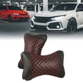 thumbnail image 2 of Unique Bargains 2 Pcs Bone Shaped Rhombus Pattern Black Faux Leather Car Neck Pillow, 2 of 4