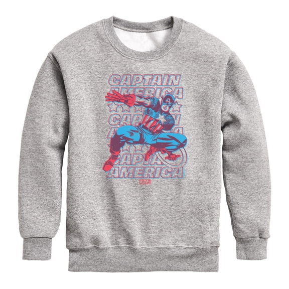 Captain America - 3D - Youth Boys Crew Fleece Sweatshirt