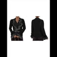 thumbnail image 2 of Camisa Informal con Mangas Acampanadas y Volantes de Color Liso para Mujer, y Otoño 2025 Negro S, 2 of 6