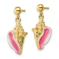 thumbnail image 2 of 14K White and Pink Enamel Conch Shell Dangle Earrings TE703, 2 of 3
