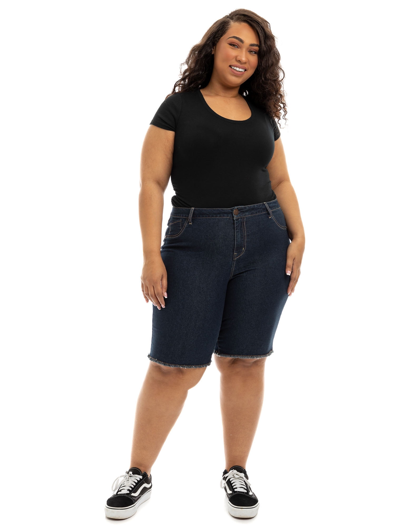 A3 Denim Women's Plus Size Fray Hem Bermuda Shorts - Walmart.com