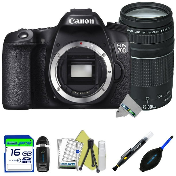 Canon EOS 70D DSLR Camera (Body) + Canon EF 75-300mm f/4-5.6 Lens + Expo-Starter Accessories Kit - Walmart.com
