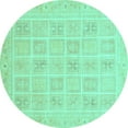 thumbnail image 1 of Ahgly Company Indoor Round Abstract Turquoise Blue Modern Area Rugs, 3' Round, 1 of 4