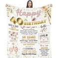 thumbnail image 1 of LHSHID 40th Birthday Gifts for Women Gifts for 40th Birthday WomanWomen 40th Birthday Gifts Ideas Birthday Throw Blanket Gifts Happy 40 Year Old Birthday Gifts for Women Wife Sister 30"x40", 1 of 7