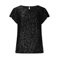thumbnail image 2 of UPPADA Womens Sequin Print Tops V Neck Sparkly Glitter Blouses Glitter Tank 3/4 Sleeve Shiny Dressy Shirts Cocktail Elegant Top for Holiday Evening Party, 2 of 7