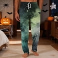 thumbnail image 2 of Domzest Mens Halloween Pajama Pants Halloween Graphic Wide Leg Pajama Bottoms Drawstring Elastic Waisted Funny Pj Bottoms Green XL, 2 of 5