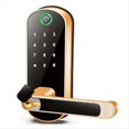 thumbnail image 1 of Cerradura de Puerta Inteligente con Huella Dactilar, Wifi, Tuya, Control Remoto por Aplicación, Sin Llave, Wifi, Pantalla Táctil Digital, NFC, IP67, Color Dorado., 1 of 5