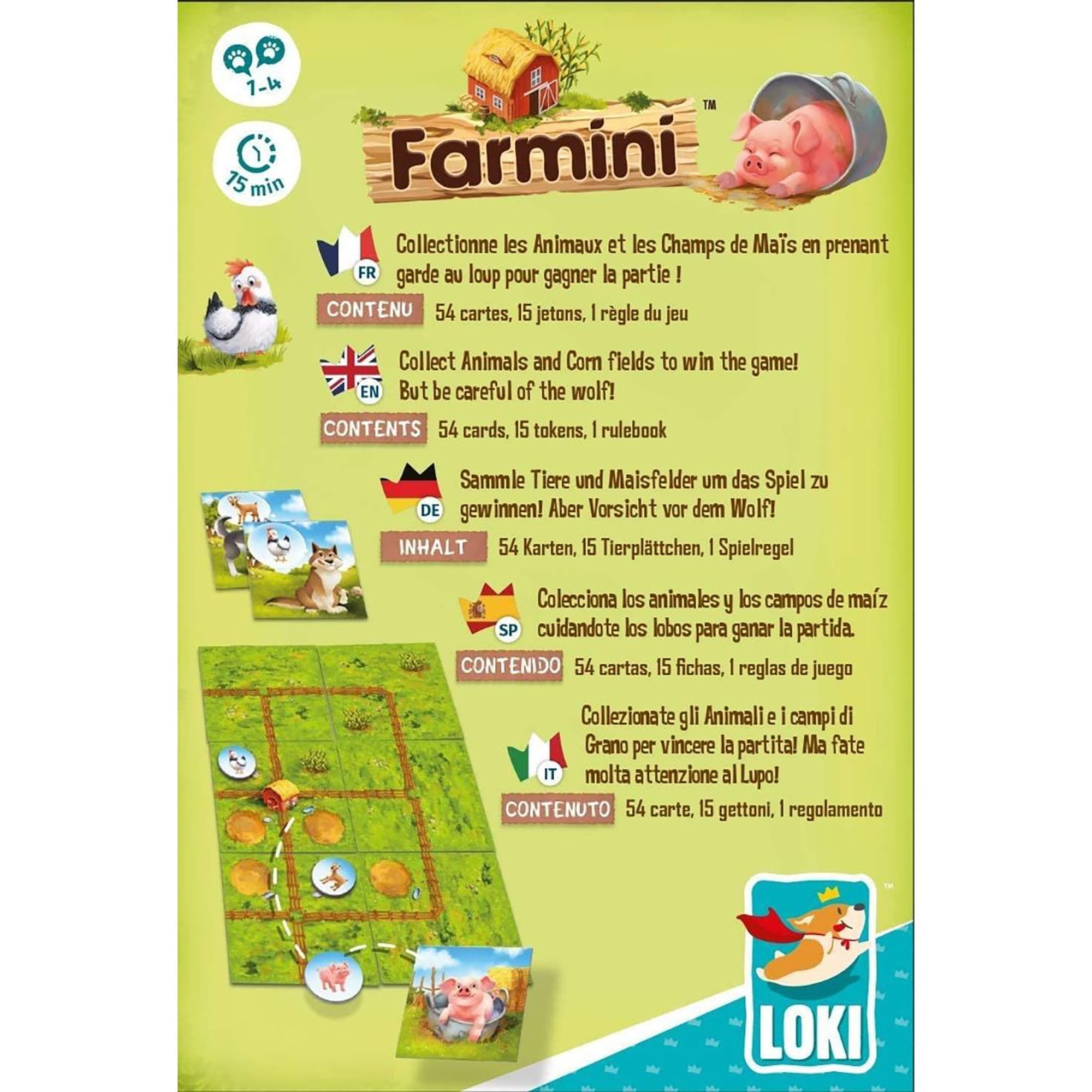 Farmini - LOKI Childrens Card Game, Ages 5+, 1-4 Players, 15 Min
