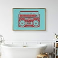 thumbnail image 2 of IDEA4WALL Framed Canvas Art Wall Decor Vintage Red Boombox Cassette Player in Teal Background Music Media Illustrations Pop Art Modern Colorful for Dorm Home Office - 16"x24", 2 of 4