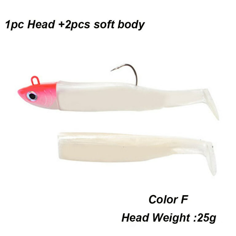 9/20/33g Swimming Sea Fly Fishing Silicone Soft Bass Bait Lead Head hook  Minnow Lure Worm COLOR F - 25G