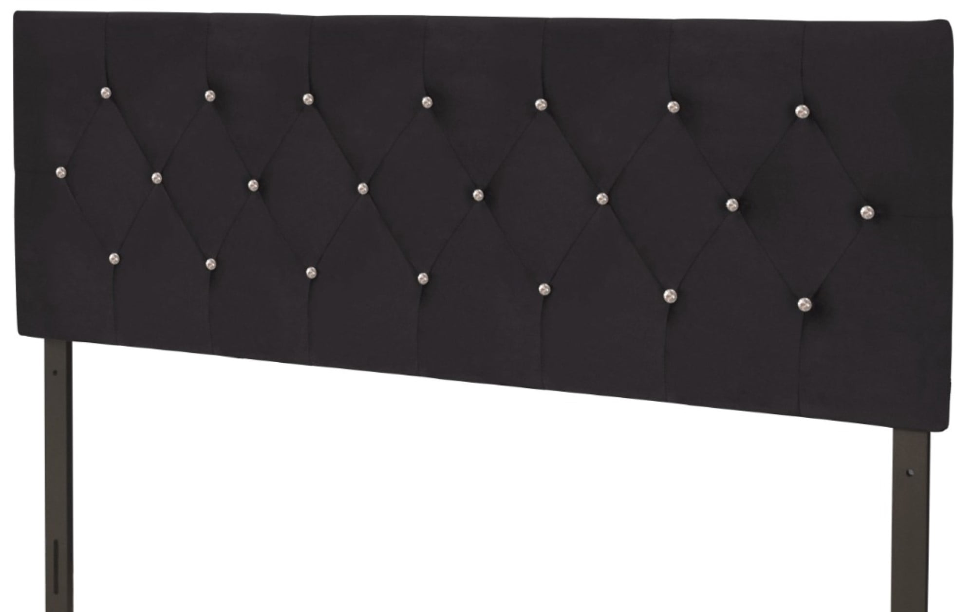Home Design Concetta Twin Tufted Upholstered Adjustable Headboard, Black, Velvet with Diamond Button Tufting, Modern Bedroom Furniture