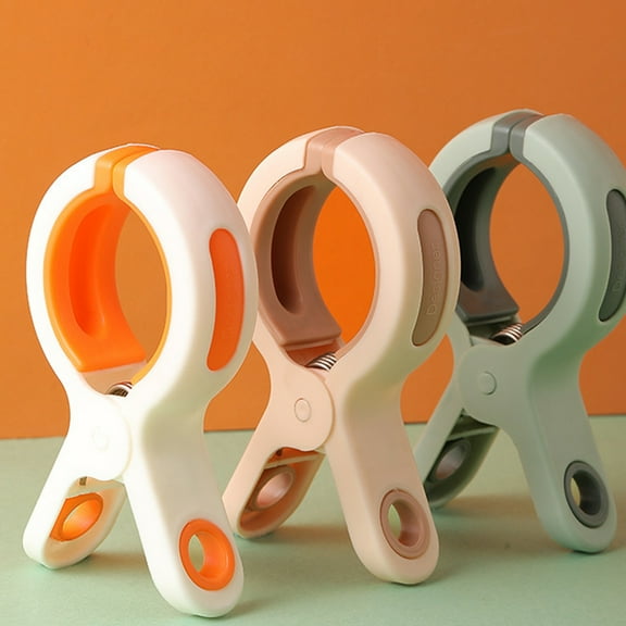 OUNONA Colored Heavy Duty Plastic Clips with Metal Spring for Fixing Clothes and Towels 6 Pieces