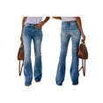 thumbnail image 3 of Women'S Flare Bell Bottom Jeans High Waisted Wide Leg Bootcut Jeans Stretchy Denim Pants Blue XL, 3 of 7