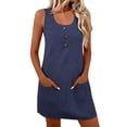 thumbnail image 3 of Sentmoon Robe Sans Manches pour Femmes Robe de Sortie 2026 Été Robe Maxi pour Femmes Couleur Unie Col Rond Extensible Coupe Régulière Robe de Fête avec Poches Sortie P-3TG, 3 of 9