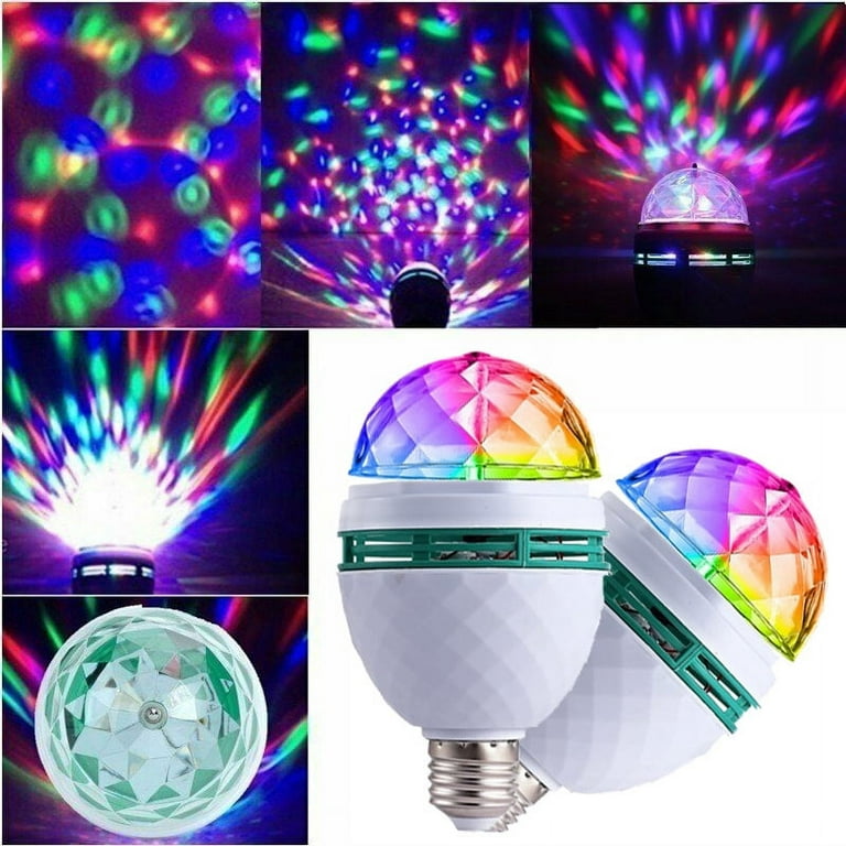 DJ Disco Stage RGB E27 LED Light Ball Ampoule 2 Tête Rotative