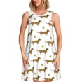 thumbnail image 1 of Fotbe Dachshund Going To Play Tennis Vestido de Verano sin Mangas para Mujer – Vestido Midi Línea A, Estilo Camiseta Floral, Vestido Playero Casual y Fluido, 1 of 7