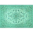 thumbnail image 1 of Ahgly Company Machine Washable Indoor Rectangle Medallion Turquoise Blue Traditional Area Rugs, 7' x 9', 1 of 4