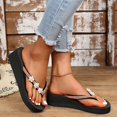 thumbnail image 4 of Mujer Rhinestone Tacón Inclinado Punta Abierta Zapatillas con Nudo De Lazo Zapatos con Clip Sandalias Cómodas Sandalias De Playa Cómodas Casuales Zapatos Flip Flop, 4 of 5