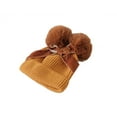 thumbnail image 3 of ITFABS Kids Pompom Beanie Hat Bowknot Warm Stretchy Winter Solid Color Cap, 3 of 5