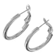 thumbnail image 2 of Dark Silver Solid Hoop Latch Back Earrings 1" Ladies Adult Female Women, 2 of 3
