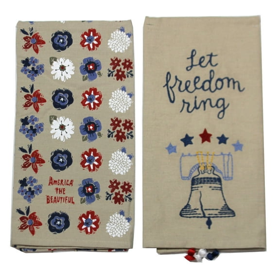 Tabletop Liberty Bell Dish Towel Fabric Freedom Stars American 103960.988