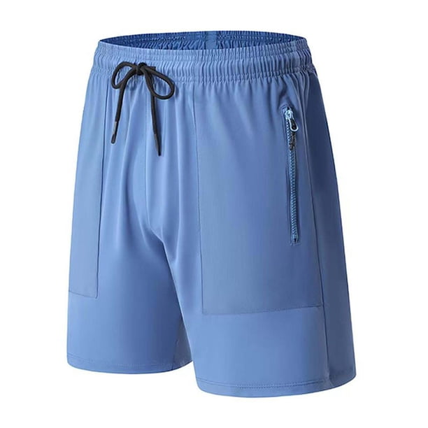 Pantalones de chándal de seda helada para hombre: corte holgado informal, cintura elástica, pantalones cortos de 12,7 cm para correr/hacer ejercicio, tejido de secado rápido.