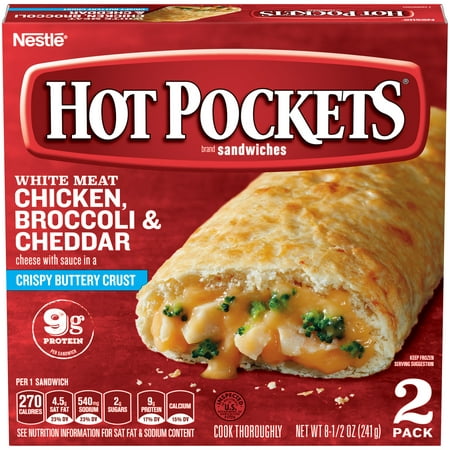 HOT POCKETS White Meat Chicken, Broccoli & Cheddar Frozen Sandwiches 2 ct