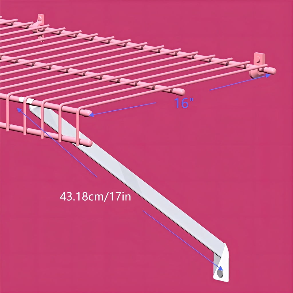 T-HOTLYST 6Pieces 17Inch Stainless Steel Wire Rack Brackets Accessory for Closet Shelving Installation Includes Anchors and Pin