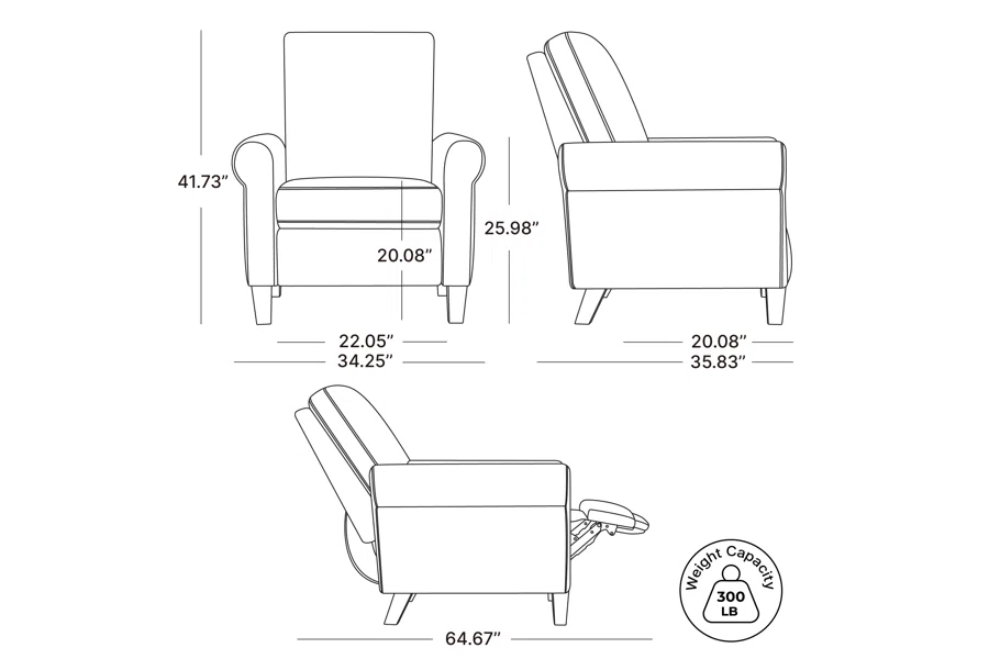 Spruce & Spring Sleek Modern Upholstered Recliner 1 Piece Indoor Use Beige Fabric