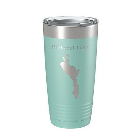 

Pickerel Lake Map Tumbler Travel Mug Insulated Laser Engraved Coffee Cup South Dakota 20 oz Teal