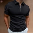 thumbnail image 1 of POLO à Manches Courtes pour Hommes, Couleur Unie, Col Rabattu, Fermeture Éclair, Coupe Ajustée, 1 of 10