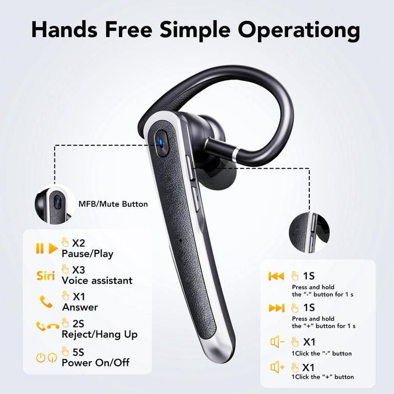 Handsfree Bluetooth V5.4 met dubbele microfoon, 60 uur gesprek Handsfree Bluetooth V5.4 met dubbele microfoon, 60 uur gesprek