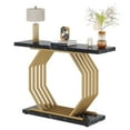 thumbnail image 3 of Tribesigns Gold Console Table, Faux Marble Entryway Table Narrow Sofa Table with Geometric Metal Base, 40 Inch Modern Accent Table Entrance Table for Living Room, Hallway, Foyer, Black and Gold, 3 of 7