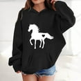 thumbnail image 2 of Teen Girls Hoodies Sweatshirts Winter Warm Pullover With Pocket Cute Horse Print Long Sleeve Hooded Sweatshirt Kids Clothes Black Size 13-14T, 2 of 4