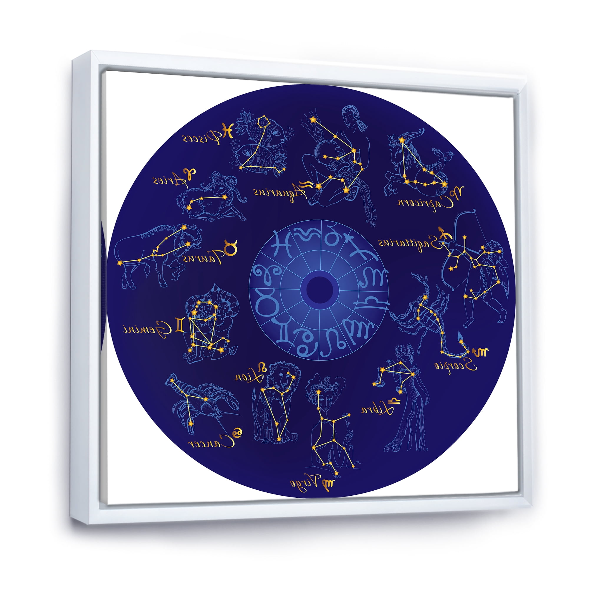 Designart 'Zodiac Signs and Zodiac With Constellations' Modern Framed Canvas Wall Art Print
