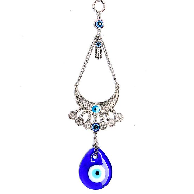 Colgante de ojo de diablo azul, amuleto para colgar en la pared, decoración del hogar, Luna, colgante de pared, mal de ojo, colgante de coche, forma de gota de agua Feliz Sencillez