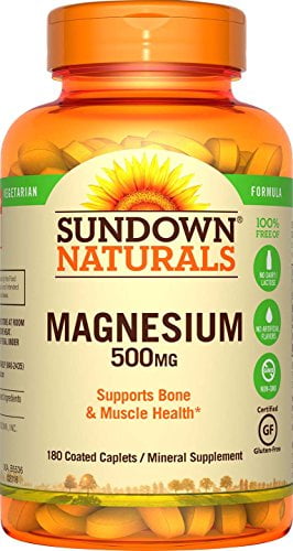 Sundown Naturals Magnesium 500 mg, 180 Caplets Each