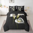 thumbnail image 2 of jejeloiu Lily Flower Floral 7-Piece Twin Bedding Sets,Natural Plant Theme Bedding Comforter Set For Adults Reversible, 2 of 8