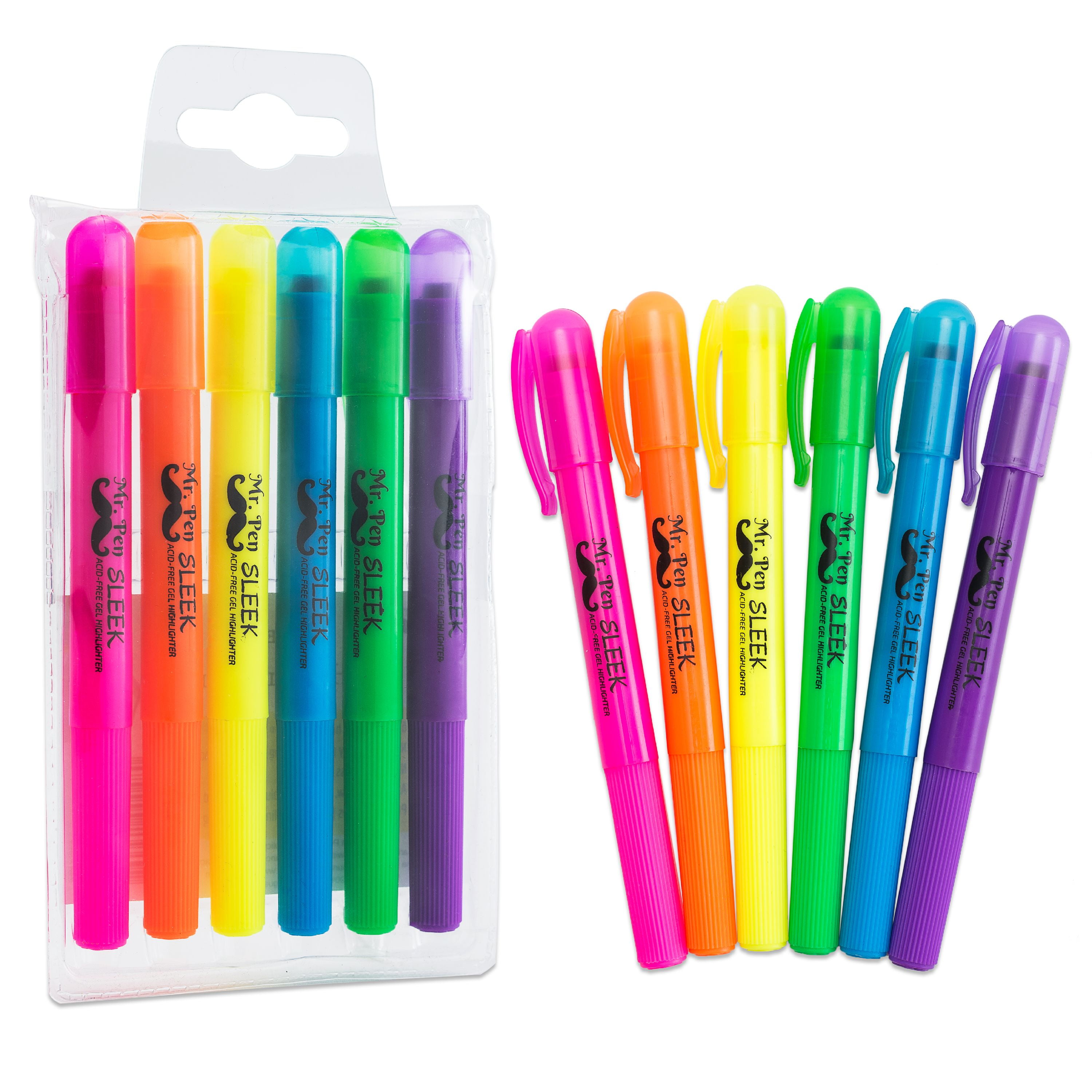 U.S. Office Supply Bible Safe Gel Highlighters - 6 Bright Neon Highlight Colors - Won't Bleed, Fade or Smear - Study Guide