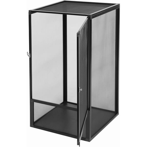 Reptile Cage, 17.7 * 17.7 * 31.5in Aluminum Alloy Reptile Pet Feeding Net Box Terrarium Mesh Cage 44lbs Removable Design with Escape-Proof Lock for Lizards Chameleons Snakes Spiders